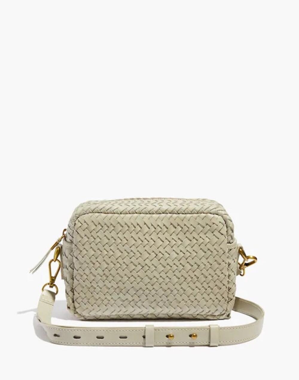 Madewell Transport Camera Bag Woven Leather Ashen Sage Crossbody Coastal Neutral